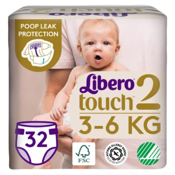 Подгузники Libero Touch 3-6 кг Размер 2, 32 шт. (7322541070315)