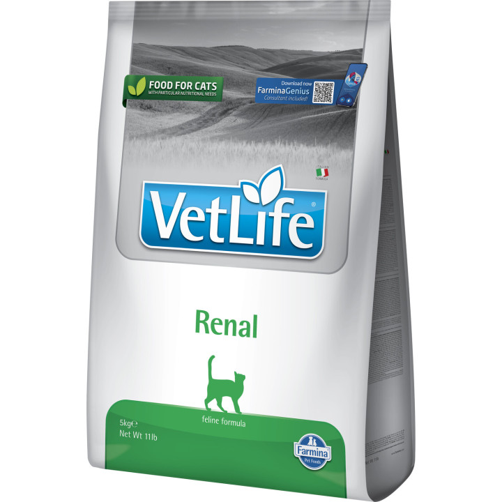 Farmina Vet Life Renal - сухой диетический корм Фармина для кошек для поддержания функции почек, 5 кг
