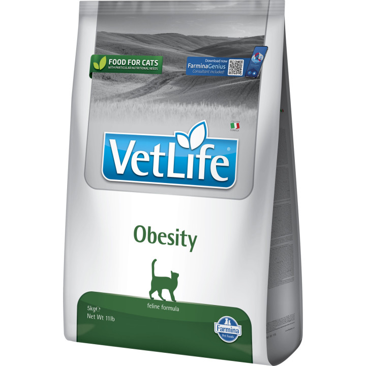 Farmina Vet Life Obesity - сухой диетический корм Фармина для кошек для снижения лишнего веса, 5 кг