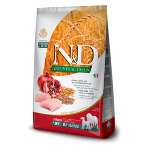 Farmina N&D Low Grain Senior Medium & Maxi - низкозерновой корм Фармина для собак средних и крупных пород старше 7 лет, курица с гранатом, 2.5 кг