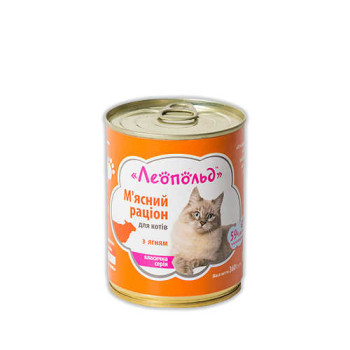 Консерва Леопольд для котов, рацион с ягненком, 360 г