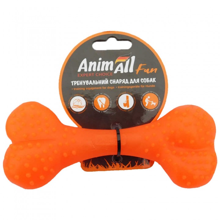 Игрушка AnimAll Fun кость, оранжевая, 15 см