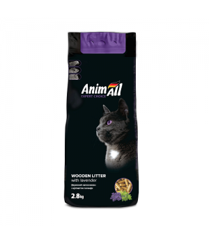 Древесный наполнитель AnimAll с ароматом лаванды, для кошек, 2.8 кг