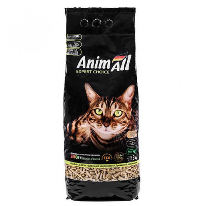 Древесный наполнитель AnimAll для котов, 3 кг