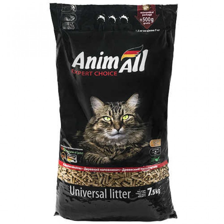 Древесный наполнитель AnimAll для котов, 7.5 кг