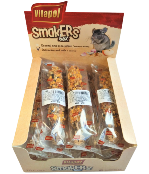 Колба Vitapol Smakers Box для шиншилл, со вкусом фруктов и ореха, упаковка 12 шт