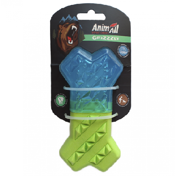 Игрушка AnimAll GrizZzly для собак, косточка охлаждающая, 13.5×7.4 см