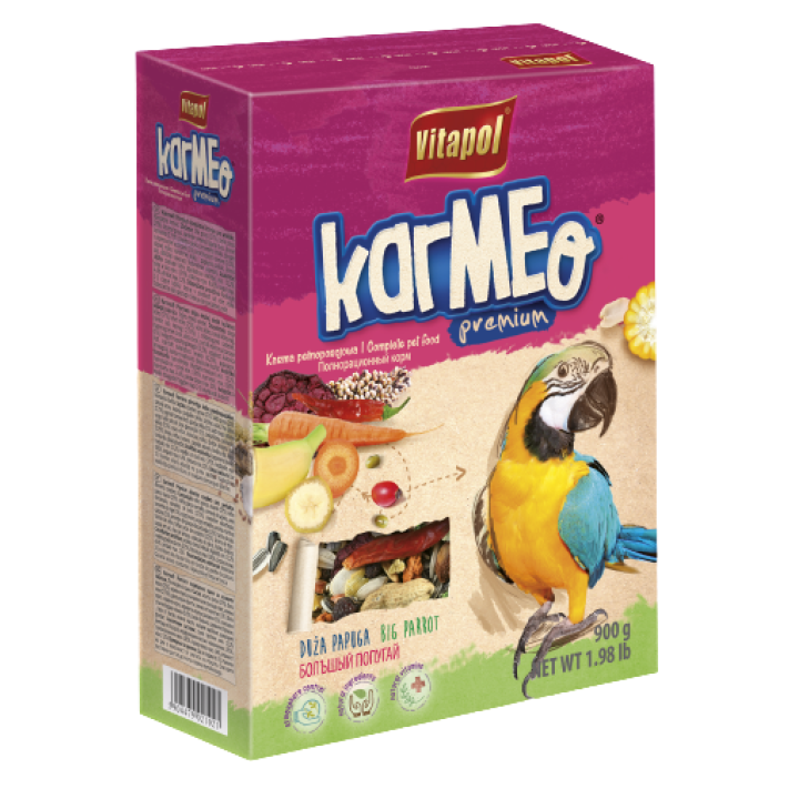 Полнорационный корм Vitapol Karmeo Premium для крупных попугаев, 900 г