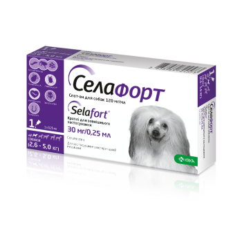 Капли KRKA Селафорт от блох, клещей и гельминтов для собак весом 2.6-5 кг, 1 пипетка