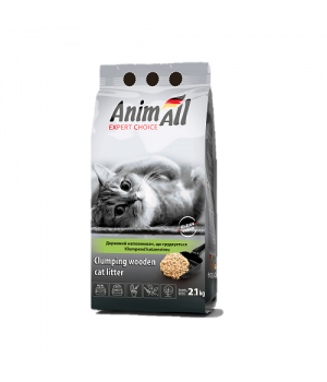 Древесный наполнитель AnimAll комкующийся, для кошек, 2.1 кг