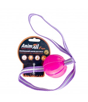 Игрушка AnimAll Fun для собак, тренинг мяч со шлейкой, 6 см, коралловая