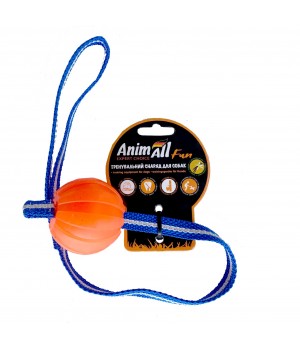 Игрушка AnimAll Fun для собак, тренинг мяч со шлейкой, 6 см, оранжевая