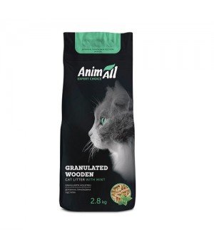 Древесный наполнитель AnimAll с ароматом мяты, для кошек, 2,8 кг