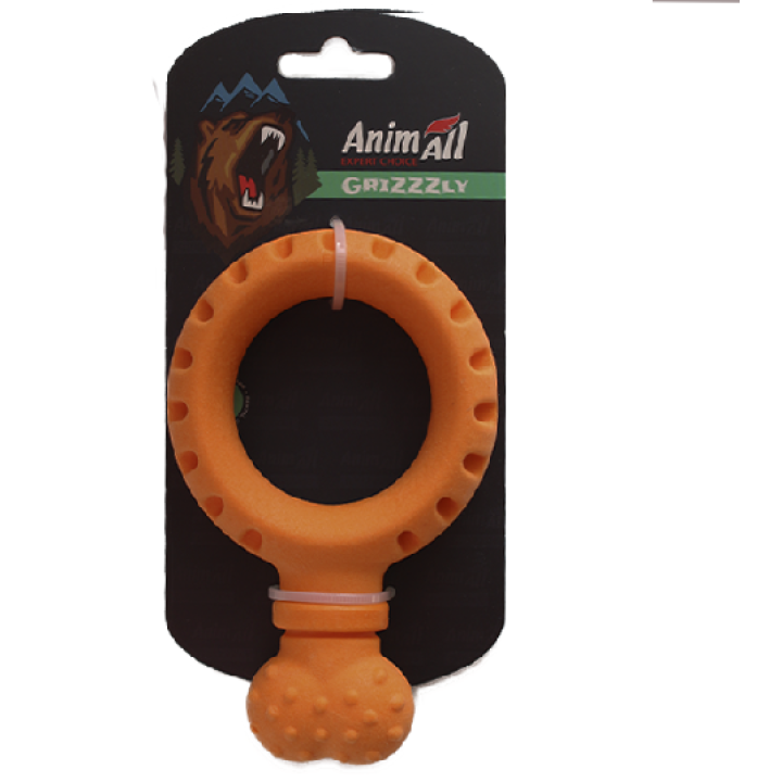 Игрушка AnimAll GrizZzly для собак, сережка, оранжевая, 17.4×6.5 см