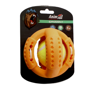 Игрушка AnimAll GrizZzly для собак, теннисный мяч, желто-оранжевый, 11.2 см