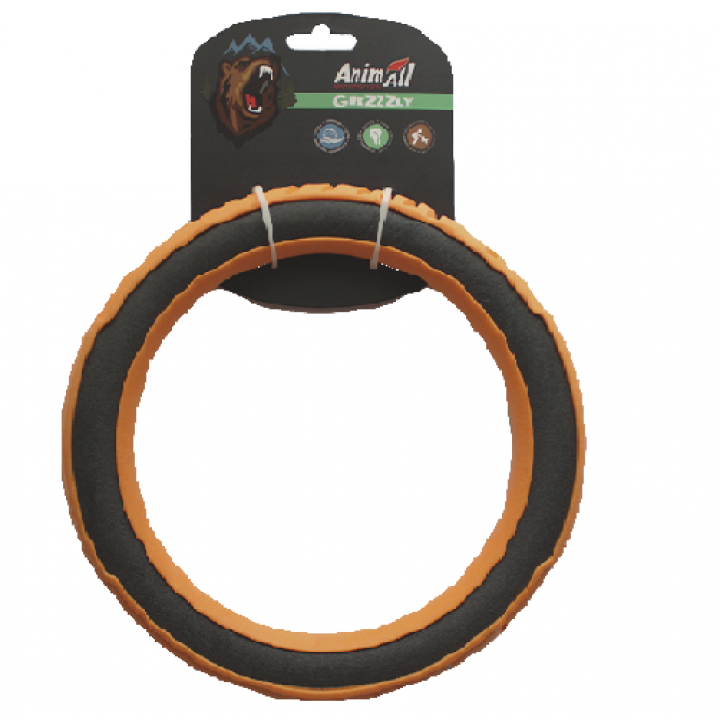 Игрушка AnimAll GrizZzly для собак, супер-кольцо, оранжевое, 24 см