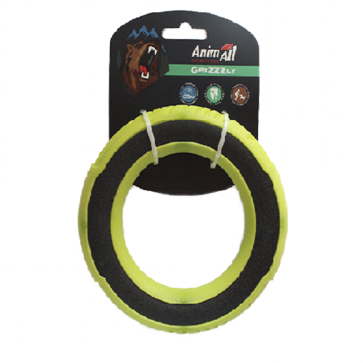 Игрушка AnimAll GrizZzly для собак, супер-кольцо, зеленое, 15 см
