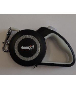 Поводок-рулетка AnimAll Reflector для собак весом до 50 кг, 5 м, серо-чёрная