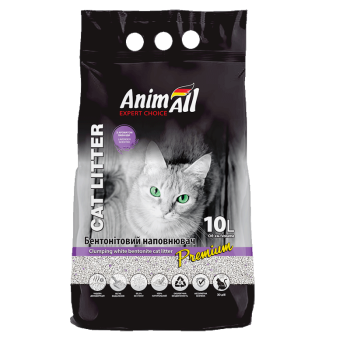 Бентонитовый наполнитель AnimAll Premium Lavender с ароматом лаванды, для кошек, 10 л