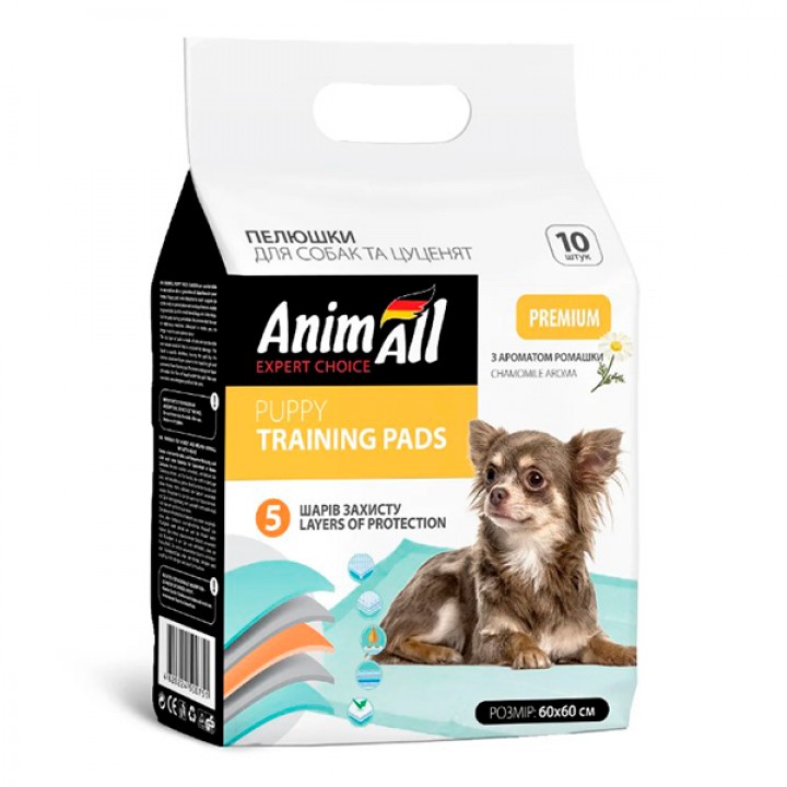 Пеленки AnimAll с ароматом ромашки 60х60 см, 10 шт