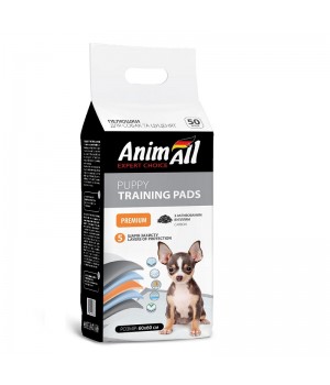 Пелюшки AnimAll Puppy Training Pads для собак і цуценят, з активованим вугіллям, 60×60 см, 50 шт