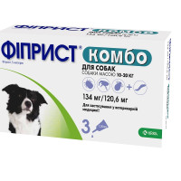 Капли KRKA Фиприст комбо от блох и клещей для собак весом 10-20 кг, 1.34 мл×3 пипетки, 1 пипетка