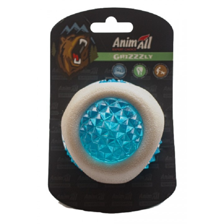 Іграшка AnimAll GrizZzly LED-м'яч що світиться, біло-синій, 7.7 см