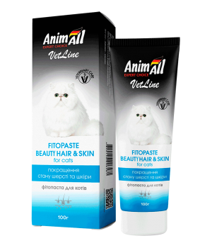 Фитопаста AnimAll VetLine Beauty Hair&Skin для улучшения качества шерсти у кошек, 100 г