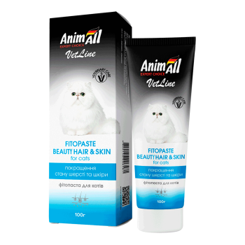 Фитопаста AnimAll VetLine Beauty Hair&Skin для улучшения качества шерсти у кошек, 100 г