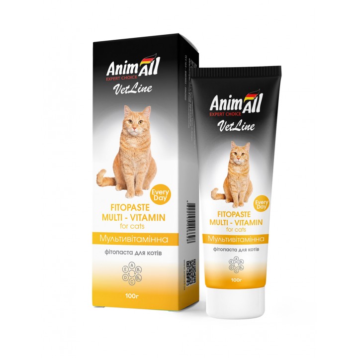 Фитопаста AnimAll VetLine Multivitamin для кошек, 100 г