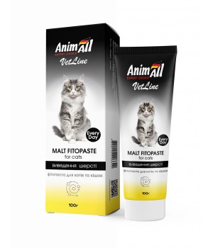 Фітопаста AnimAll VetLine Malt для виведення шерсті у котів, 100 г
