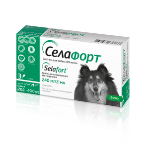 Капли KRKA Селафорт от блох, клещей и гельминтов для собак весом 20.1-40 кг, 1 пипетка