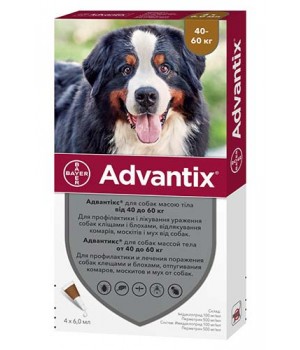 Краплі від бліх і кліщів Bayer Advantix для собак вагою 40-60 кг, 1 піпетка