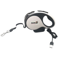 ТМ AnimAll Рулетка-повідець з LED ліхтариком, М до 25кг/5м біла-чорна