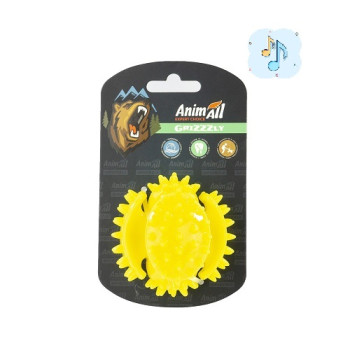 Игрушка AnimAll GrizZzly мультифункциональный мяч, для собак, 7.5 см, жёлтая