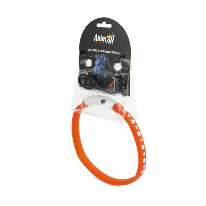 Ошейник AnimAll LED для собак, размер S, 40 см, красный