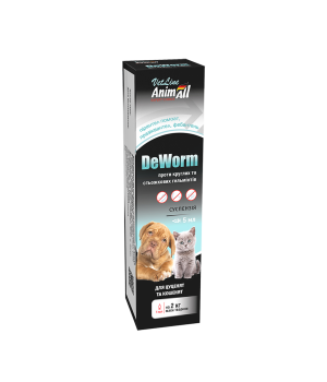 Суспензия AnimAll VetLine DeWorm антигельминтный препарат для щенков и котят, 5 мл