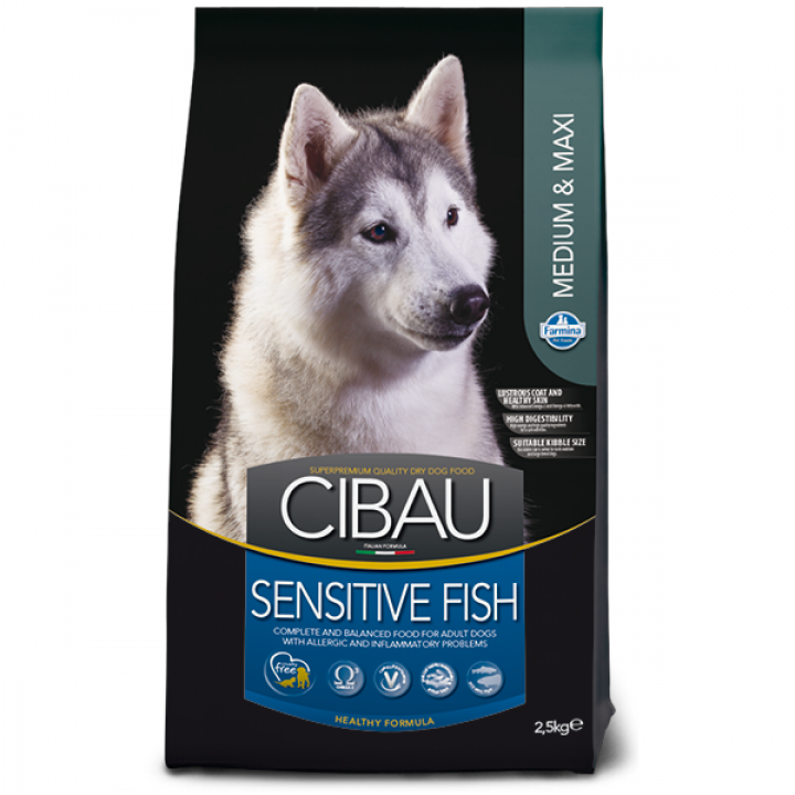 Сухой корм Farmina Cibau Sensitive Adult для средних и больших собак с чувствительным пищеварением, рыба, 2.5 кг