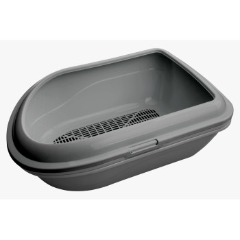 Туалет AnimAll CNR-130 для кошек, под наполнитель, с сеткой, серый, 57×39×23 см