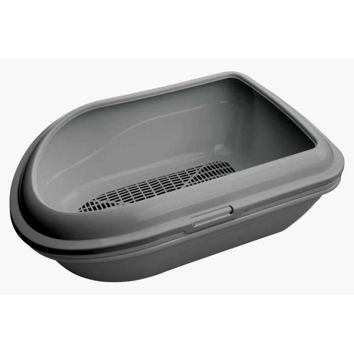 Туалет AnimAll CNR-130 для кошек, под наполнитель, с сеткой, серый, 57×39×23 см