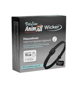 АнімАлл ВетЛайн Вікер протипаразитарний нашийник для собак, оксамитово-чорний 70 см