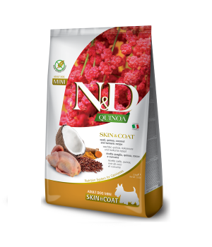 Сухий корм Farmina N&D Quinoa Skin&Coat Adult Mini для собак, при харчовій алергії, з перепелом та кіноа, 2.5 кг
