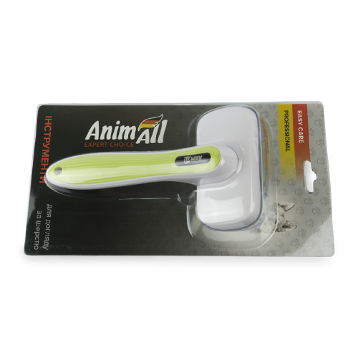 Пуходерка AnimAll Groom для собак і котів, з автоматичною системою очищення, зелена