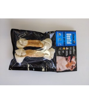 Ласощі AnimAll Dental кістка баварська вузлова з м'ясом курки, 14-16 см, для собак, 2 шт,