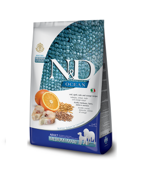 Низькозерновий сухий корм Farmina N&D Ocean Ancestral для собак середніх і великих порід з тріскою та апельсином 2,5 кг