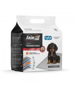 Пелюшки AnimAll Puppy Training Pads для собак і цуценят, з активованим вугіллям, 60×90 см, 50 шт