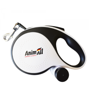 TM AnimAll Рулетка-повідець з диспенсером М до 30 кг/5 метрів, біла