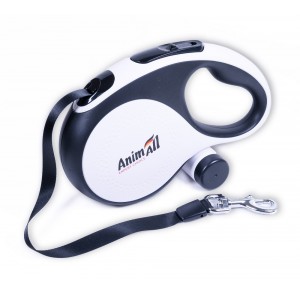 TM AnimAll Рулетка-поводок с диспенсером L до 50 кг/5 метров, белая