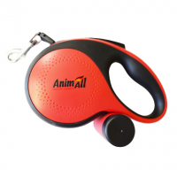 TM AnimAll Рулетка-повідець з диспенсером ХL до 50 кг/8 метрів, червона