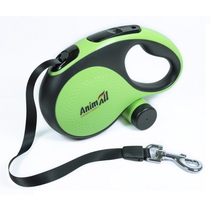TM AnimAll Рулетка-повідець з диспенсером ХL до 50 кг/8 метрів, зелена